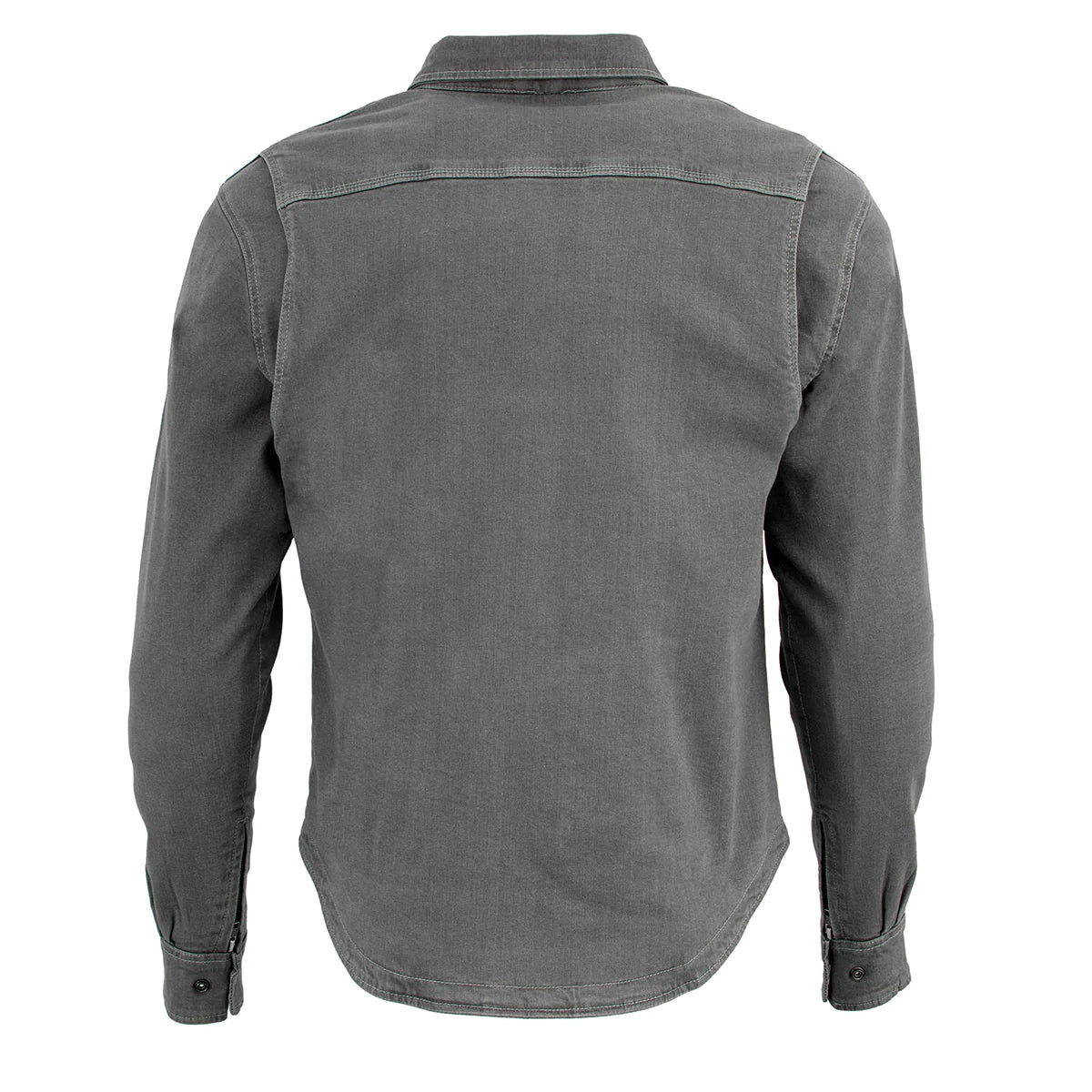 Men's Grey Flannel Biker Shirt with CE Approved Armor - Reinforced w/ Aramid Fibers