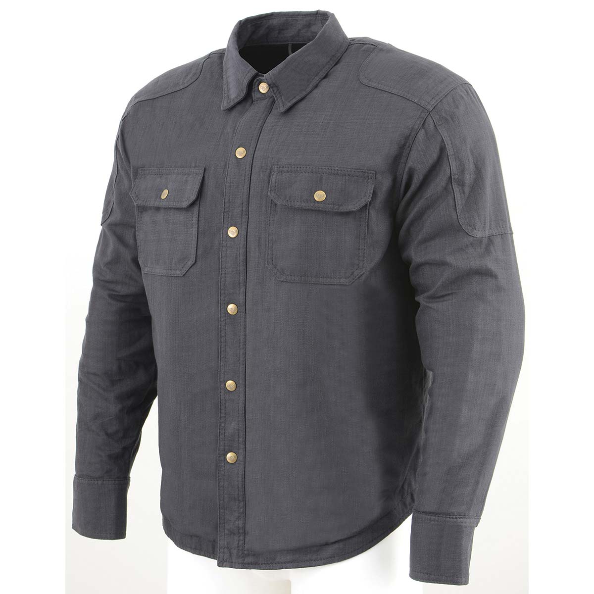 Men's Black Flannel Biker Shirt with CE Approved Armor - Reinforced w/ Aramid Fibers