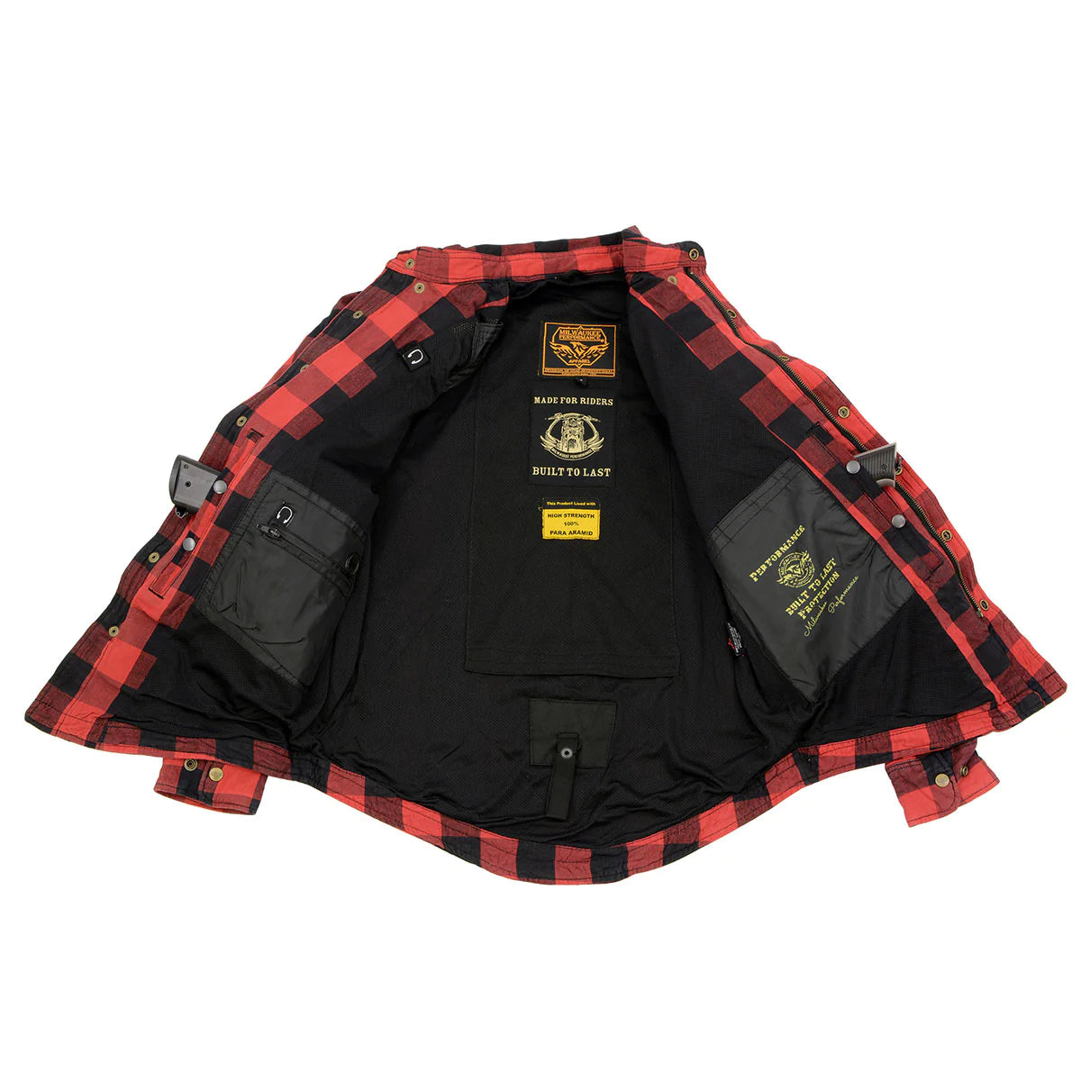 Men's Plaid Flannel Biker Shirt with CE Approved Armor - Reinforced w/ Aramid Fiber