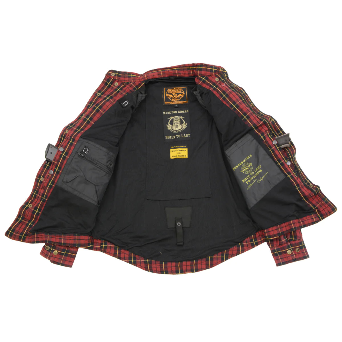 Men's Plaid Flannel Biker Shirt with CE Approved Armor - Reinforced w/ Aramid Fiber