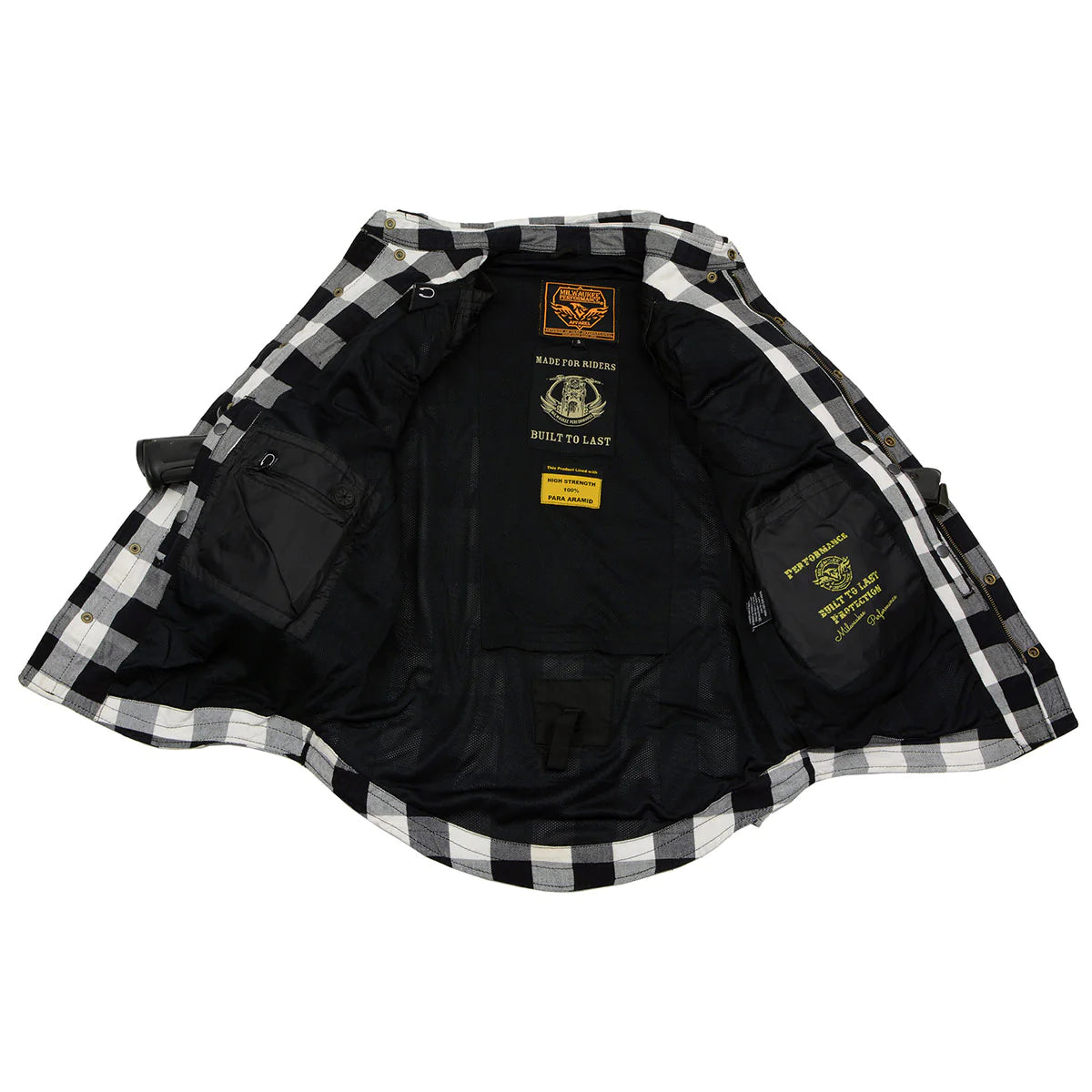 Men's Plaid Flannel Biker Shirt with CE Approved Armor - Reinforced w/ Aramid Fiber