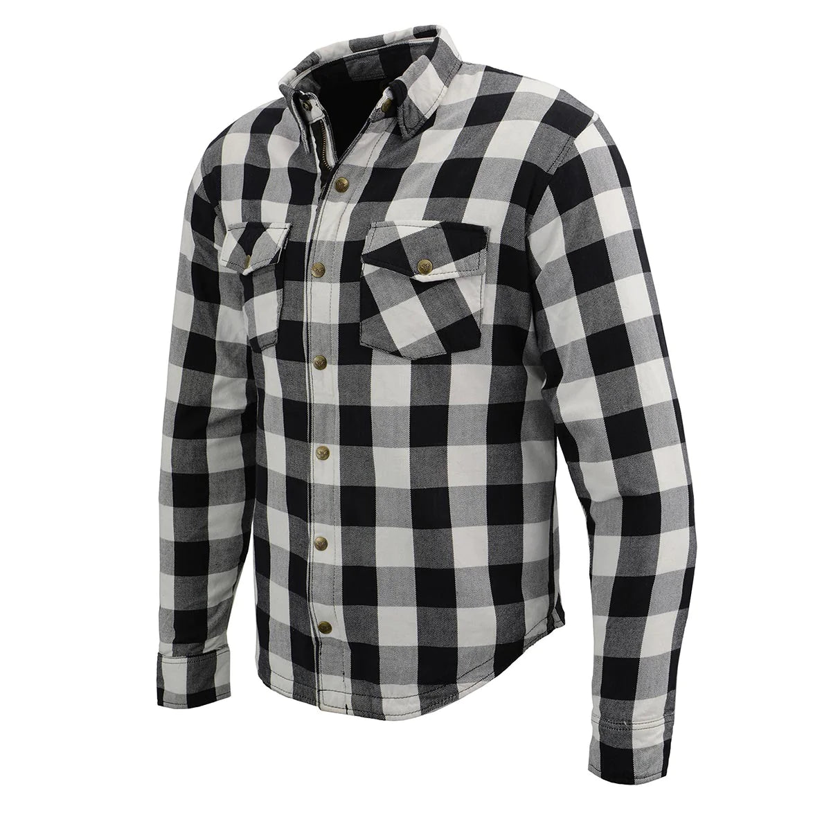 Men's Plaid Flannel Biker Shirt with CE Approved Armor - Reinforced w/ Aramid Fiber