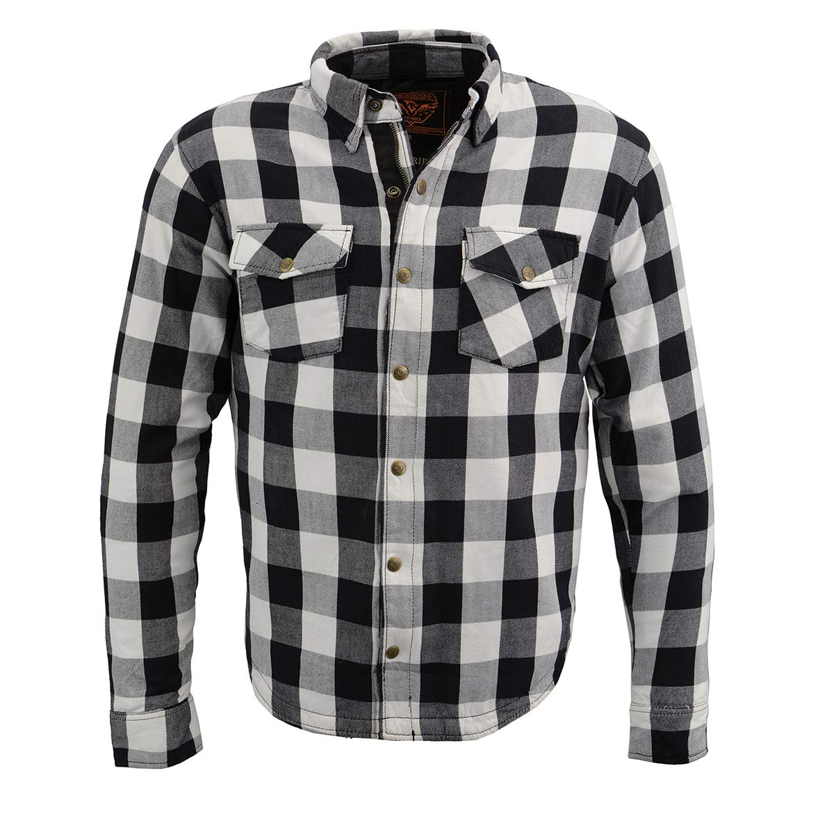 Men's Plaid Flannel Biker Shirt with CE Approved Armor - Reinforced w/ Aramid Fiber