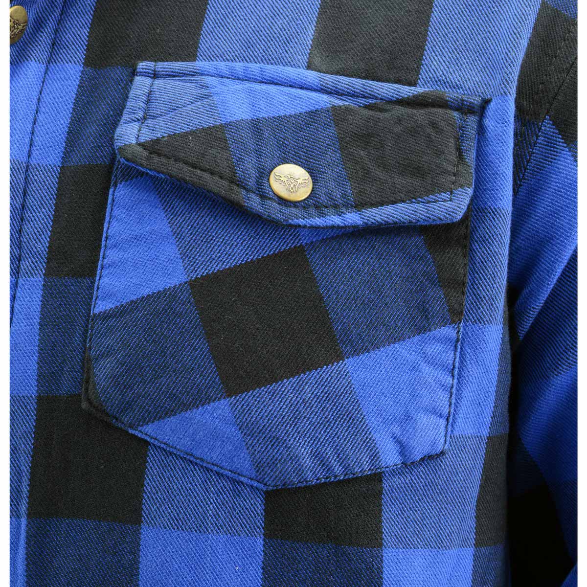 Men's Plaid Flannel Biker Shirt with CE Approved Armor - Reinforced w/ Aramid Fiber