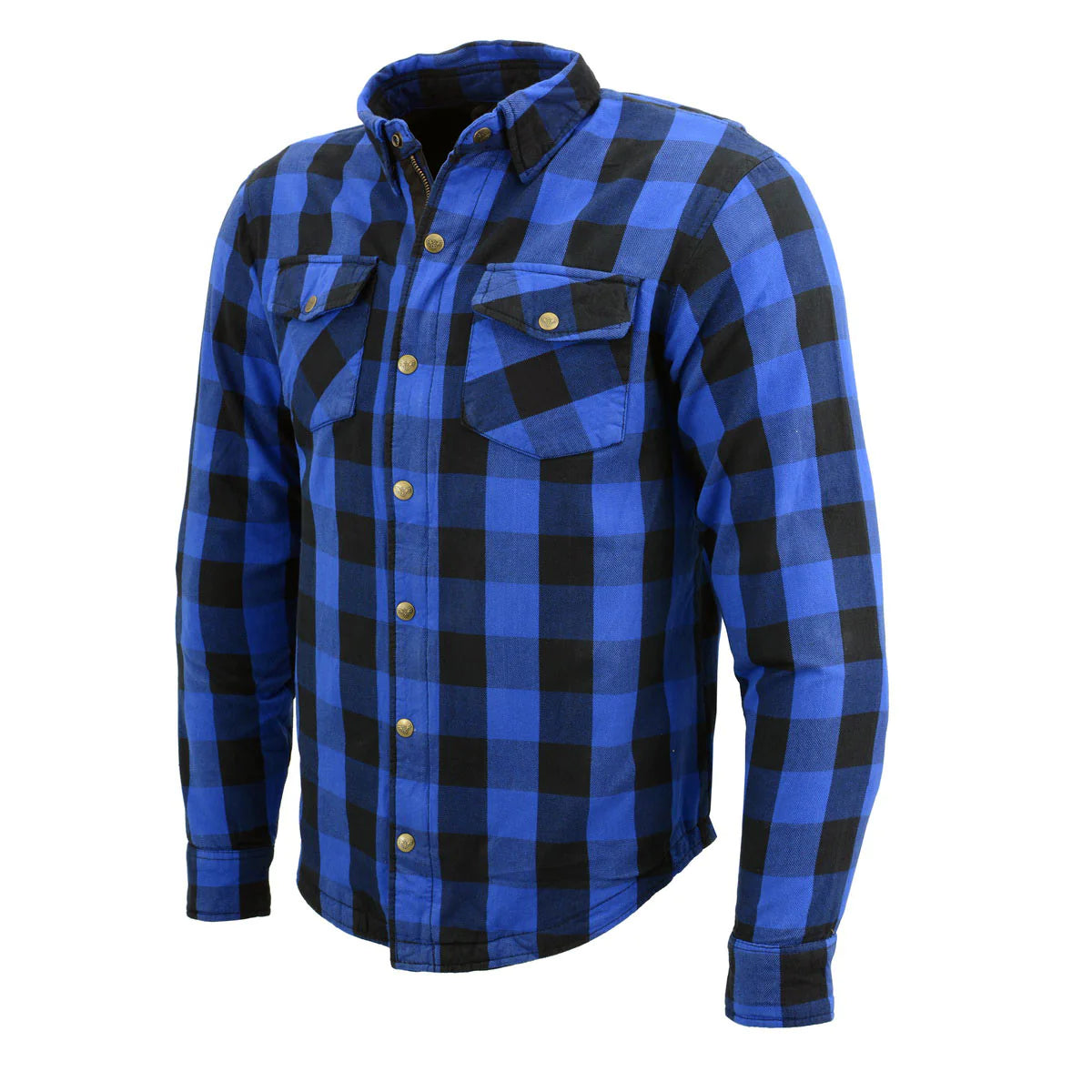 Men's Plaid Flannel Biker Shirt with CE Approved Armor - Reinforced w/ Aramid Fiber