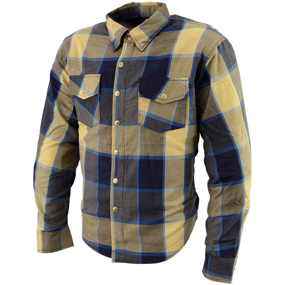 Men's Plaid Flannel Biker Shirt with CE Approved Armor - Reinforced w/ Aramid Fibers