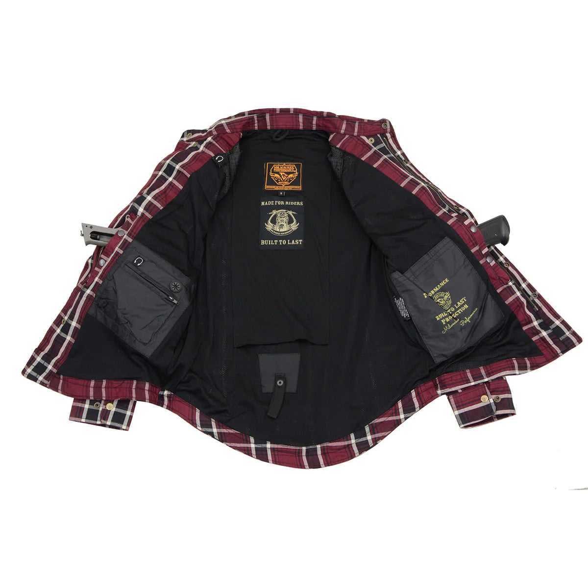 Men's Plaid Flannel Biker Shirt with CE Approved Armor - Reinforced w/ Aramid Fiber