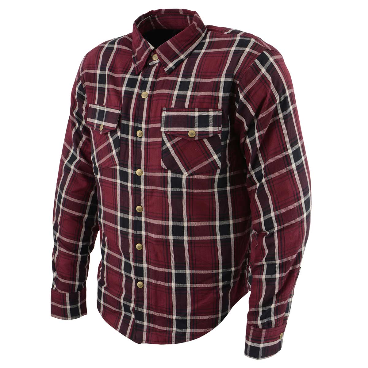 Men's Plaid Flannel Biker Shirt with CE Approved Armor - Reinforced w/ Aramid Fiber