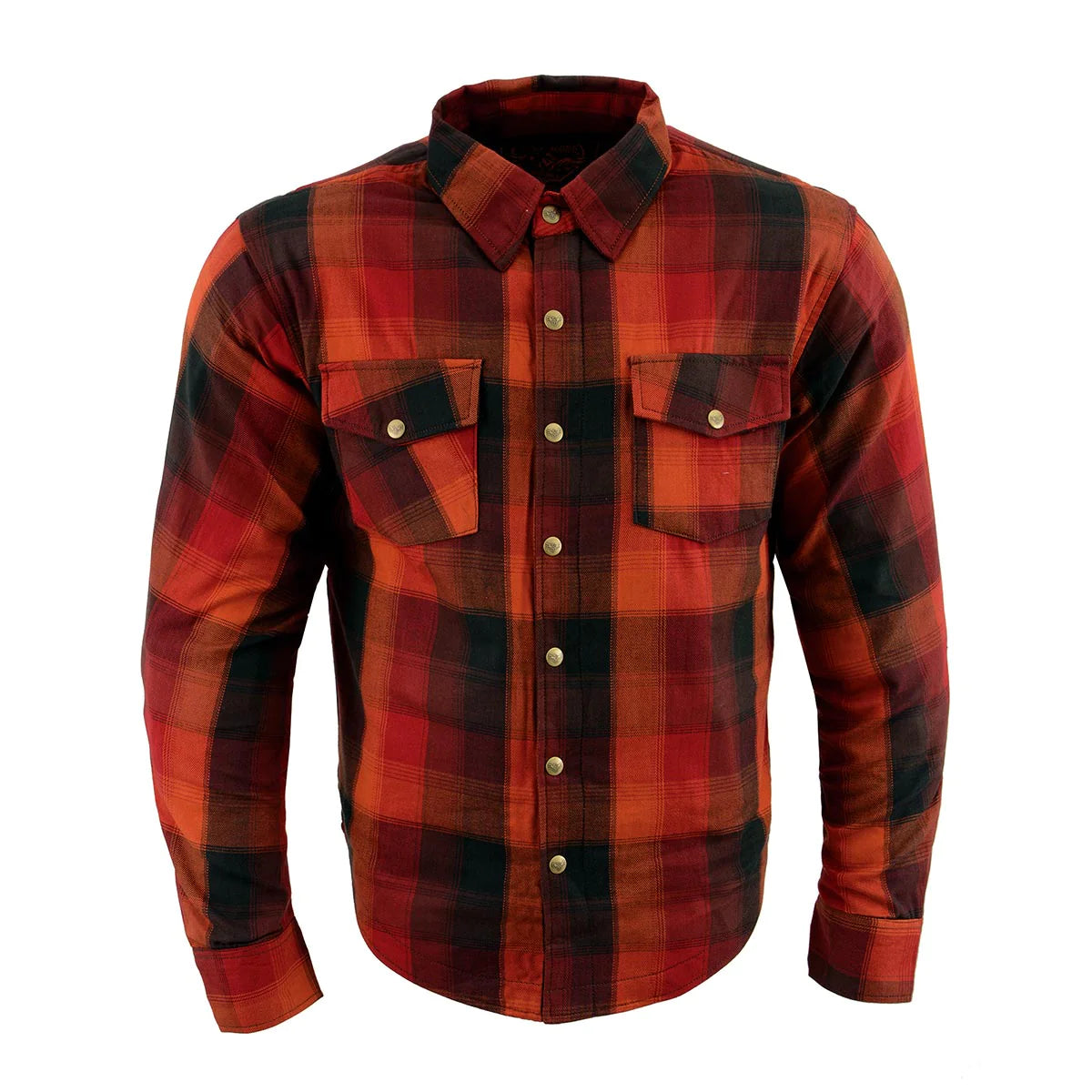 Men's Plaid Flannel Biker Shirt with CE Approved Armor - Reinforced w/ Aramid Fiber