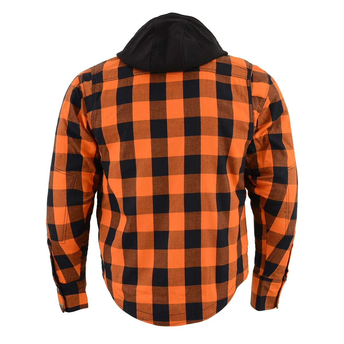 Men's Plaid Hooded Flannel Biker Shirt with CE Approved Armor - Reinforced w/ Aramid Fibers