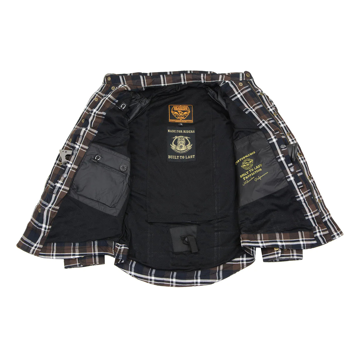 Men's Plaid Flannel Biker Shirt with CE Approved Armor - Reinforced w/ Aramid Fiber