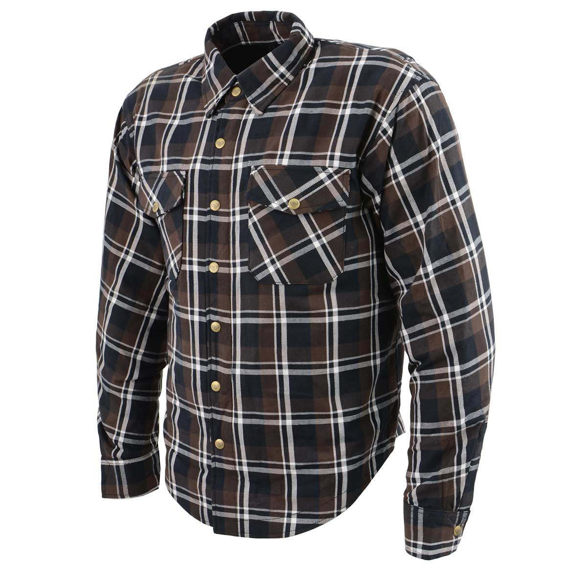 Men's Plaid Flannel Biker Shirt with CE Approved Armor - Reinforced w/ Aramid Fiber