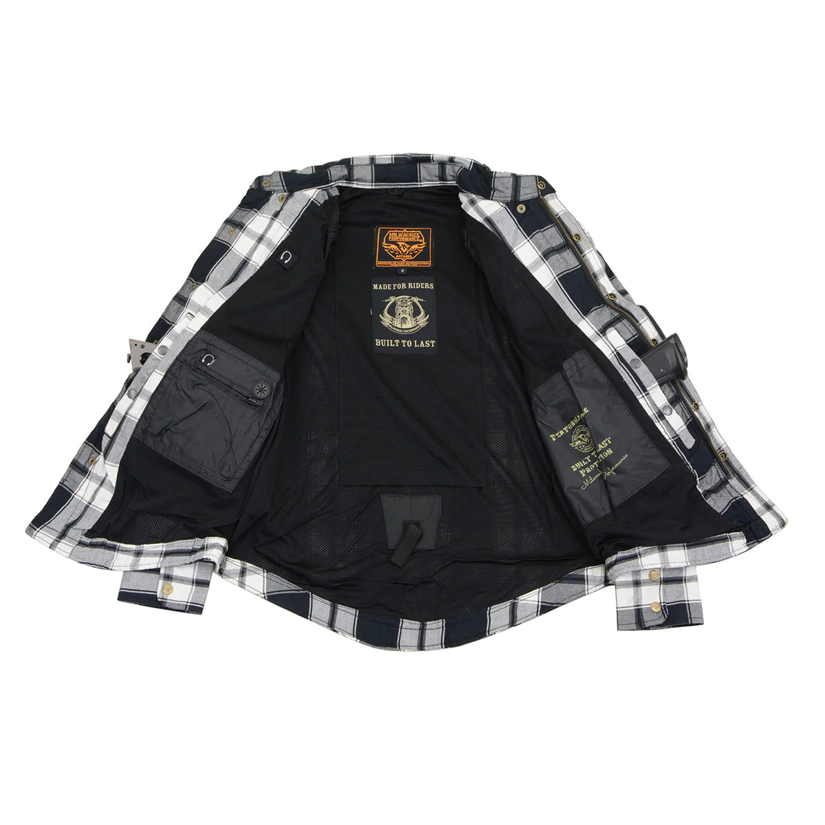 Men's Plaid Flannel Biker Shirt with CE Approved Armor - Reinforced w/ Aramid Fiber