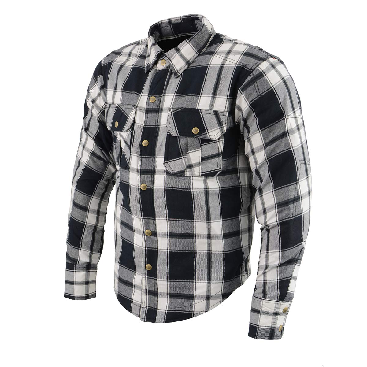 Men's Plaid Flannel Biker Shirt with CE Approved Armor - Reinforced w/ Aramid Fiber