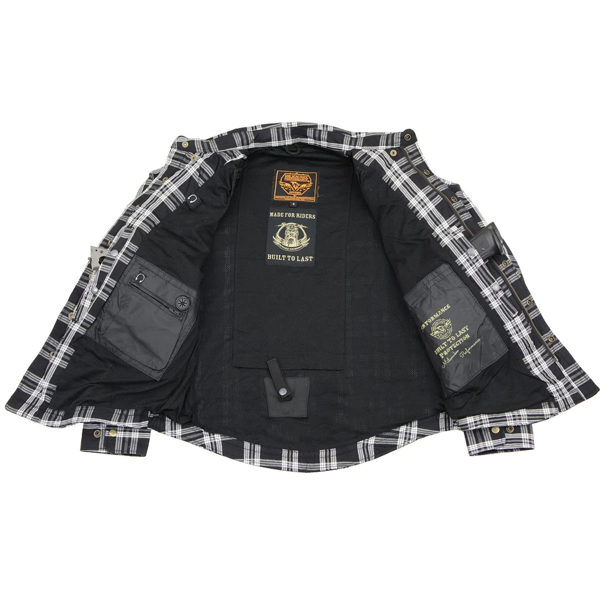 Men's Plaid Flannel Biker Shirt with CE Approved Armor - Reinforced w/ Aramid Fiber