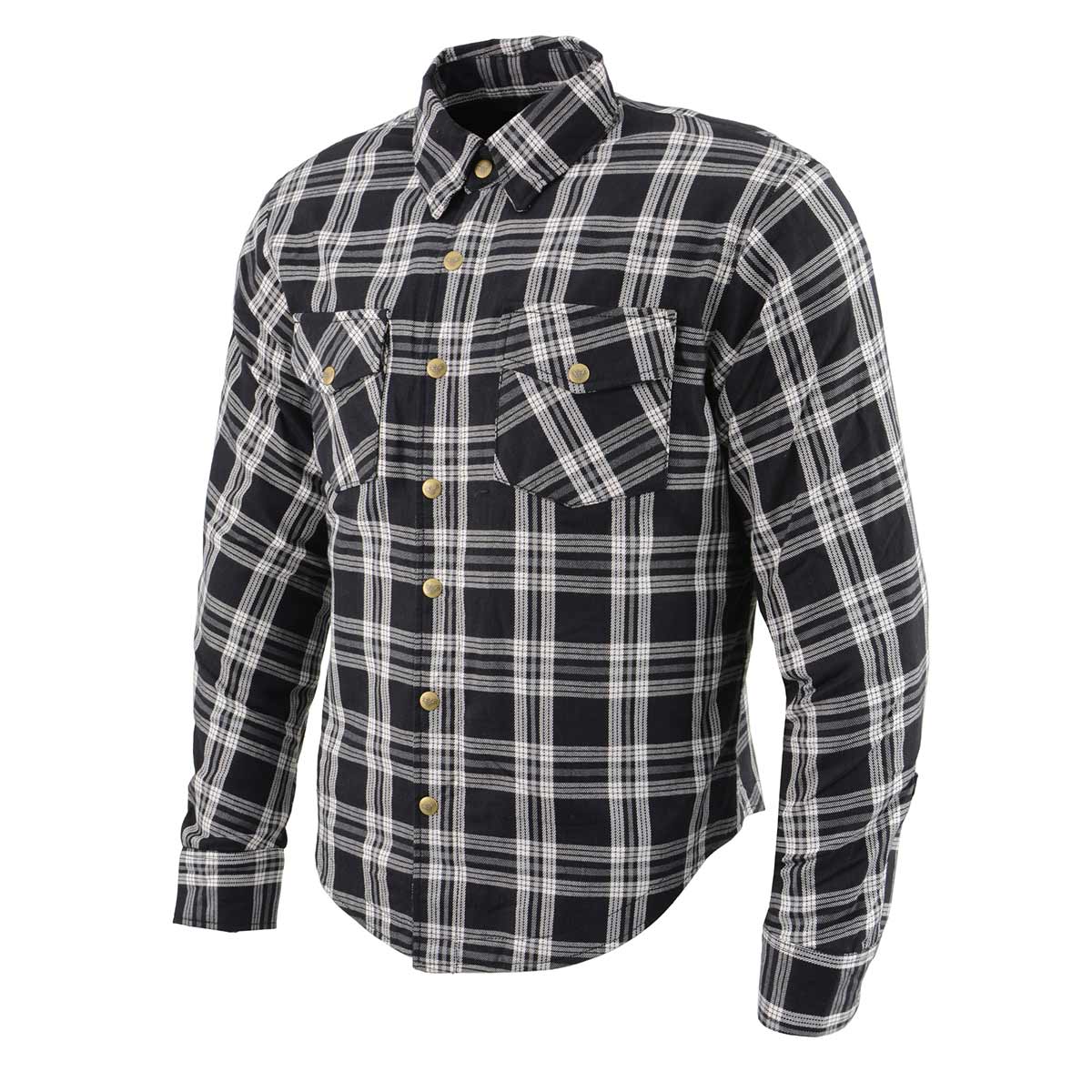 Men's Plaid Flannel Biker Shirt with CE Approved Armor - Reinforced w/ Aramid Fiber