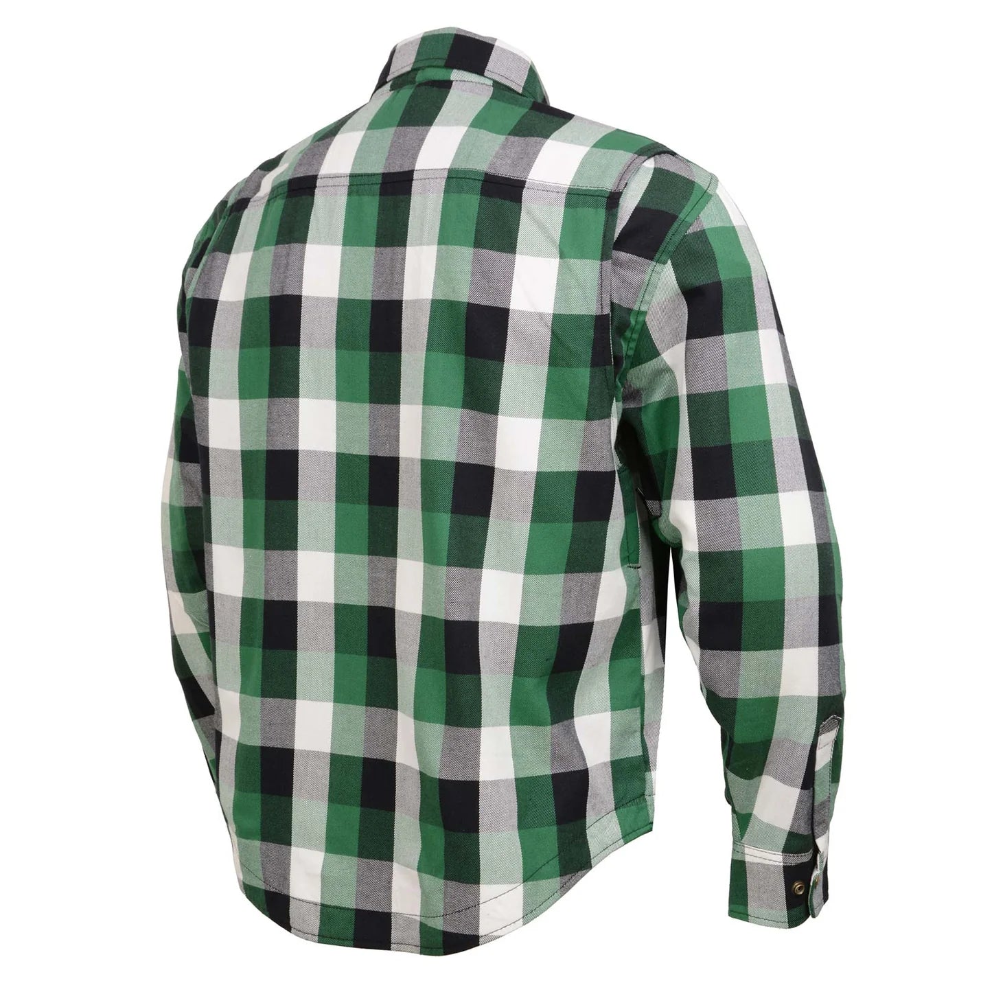 Men's Plaid Flannel Biker Shirt with CE Approved Armor - Reinforced w/ Aramid Fiber