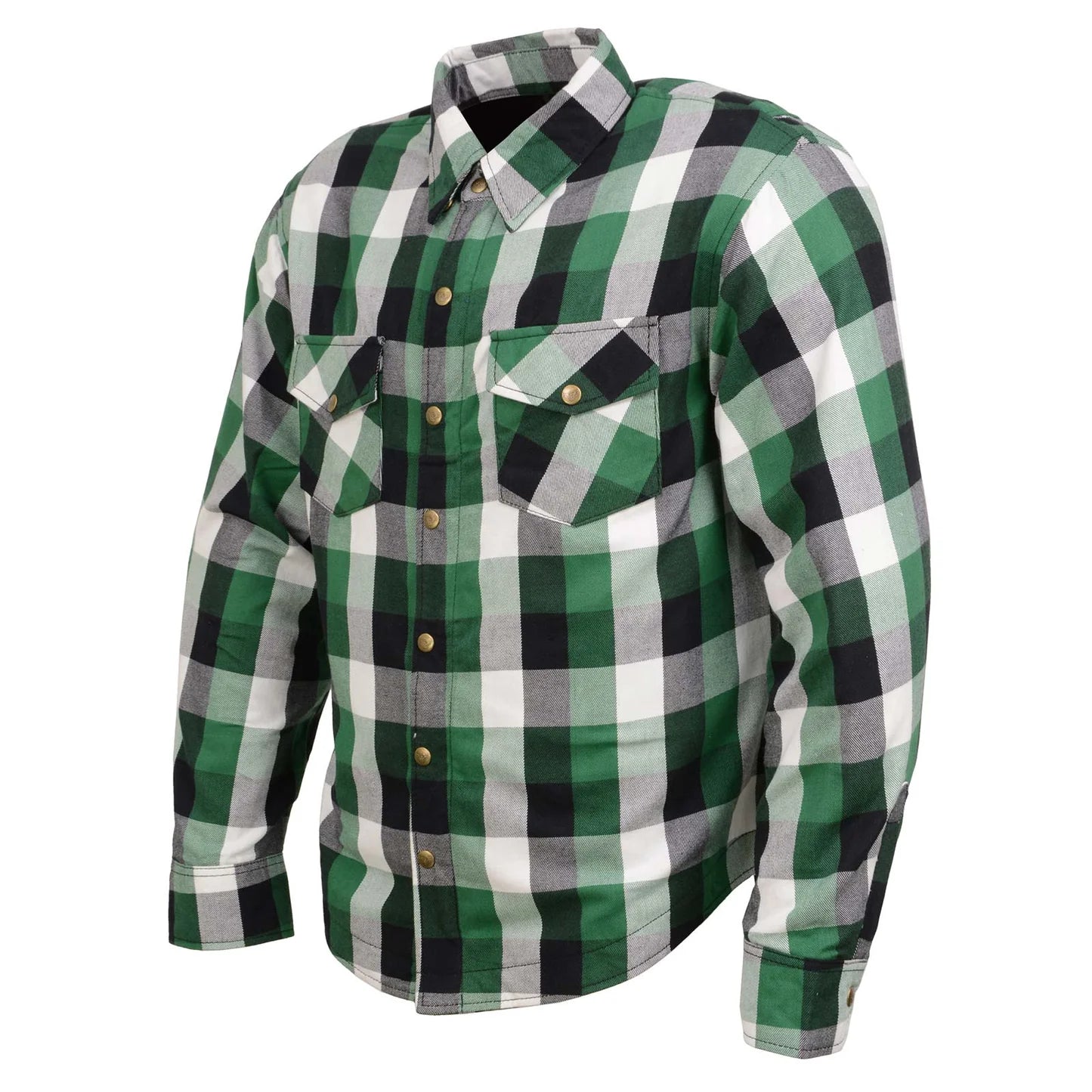 Men's Plaid Flannel Biker Shirt with CE Approved Armor - Reinforced w/ Aramid Fiber