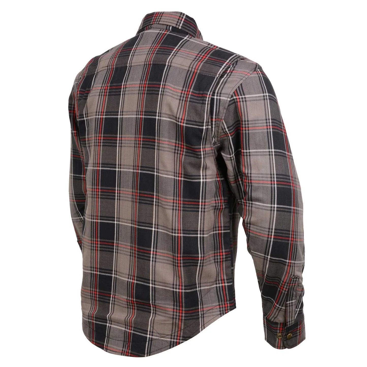 Men's Plaid Flannel Biker Shirt with CE Approved Armor - Reinforced w/ Aramid Fiber