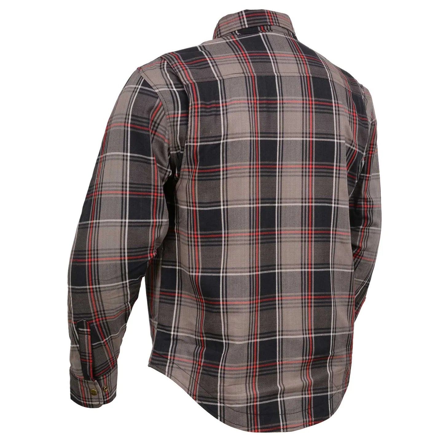 Men's Plaid Flannel Biker Shirt with CE Approved Armor - Reinforced w/ Aramid Fiber