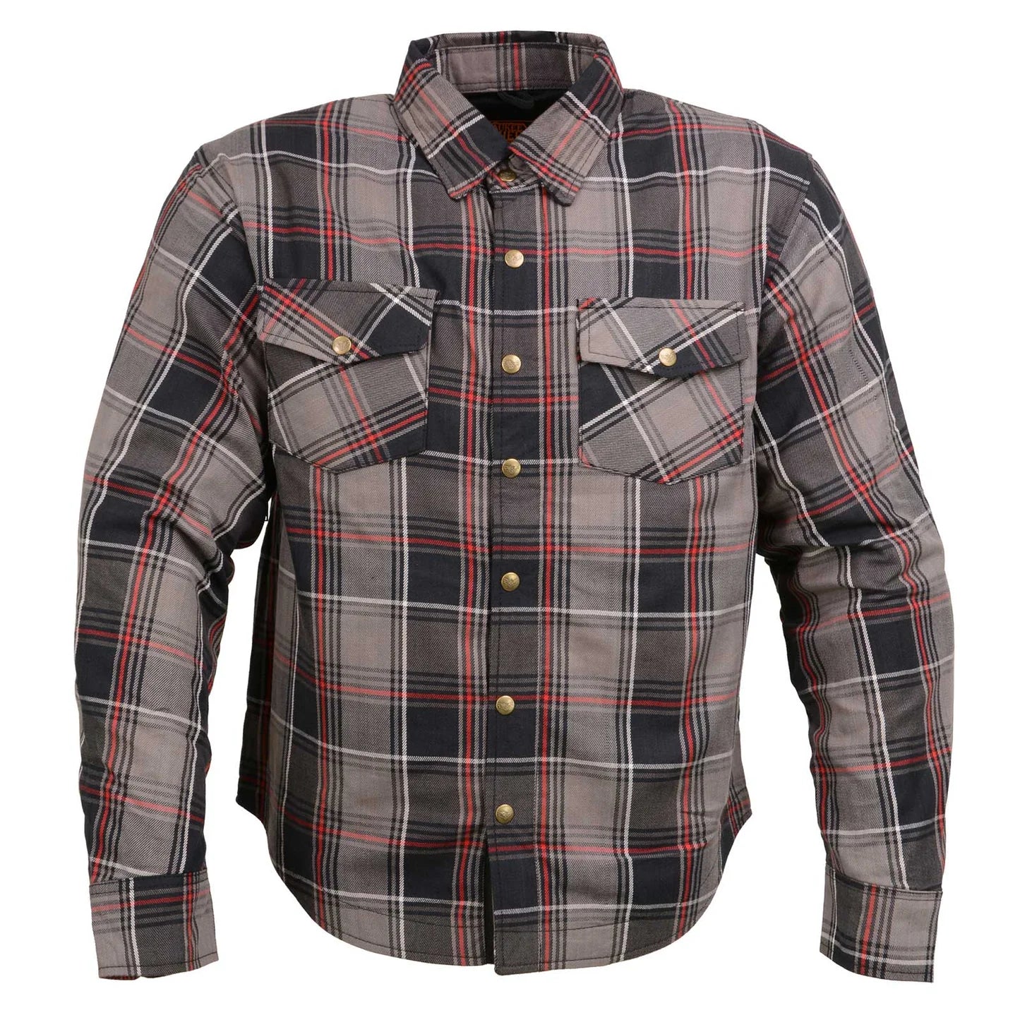 Men's Plaid Flannel Biker Shirt with CE Approved Armor - Reinforced w/ Aramid Fiber