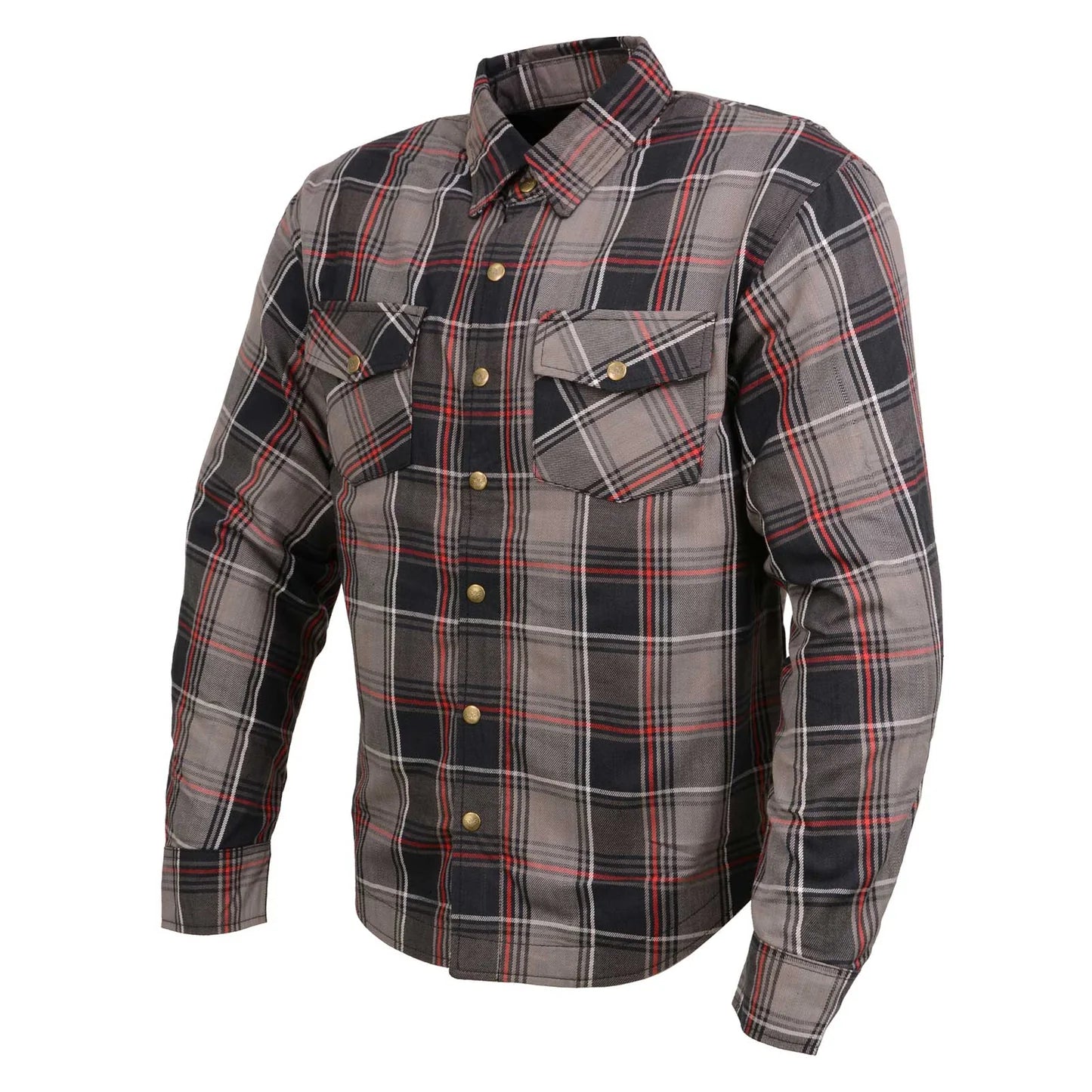 Men's Plaid Flannel Biker Shirt with CE Approved Armor - Reinforced w/ Aramid Fiber