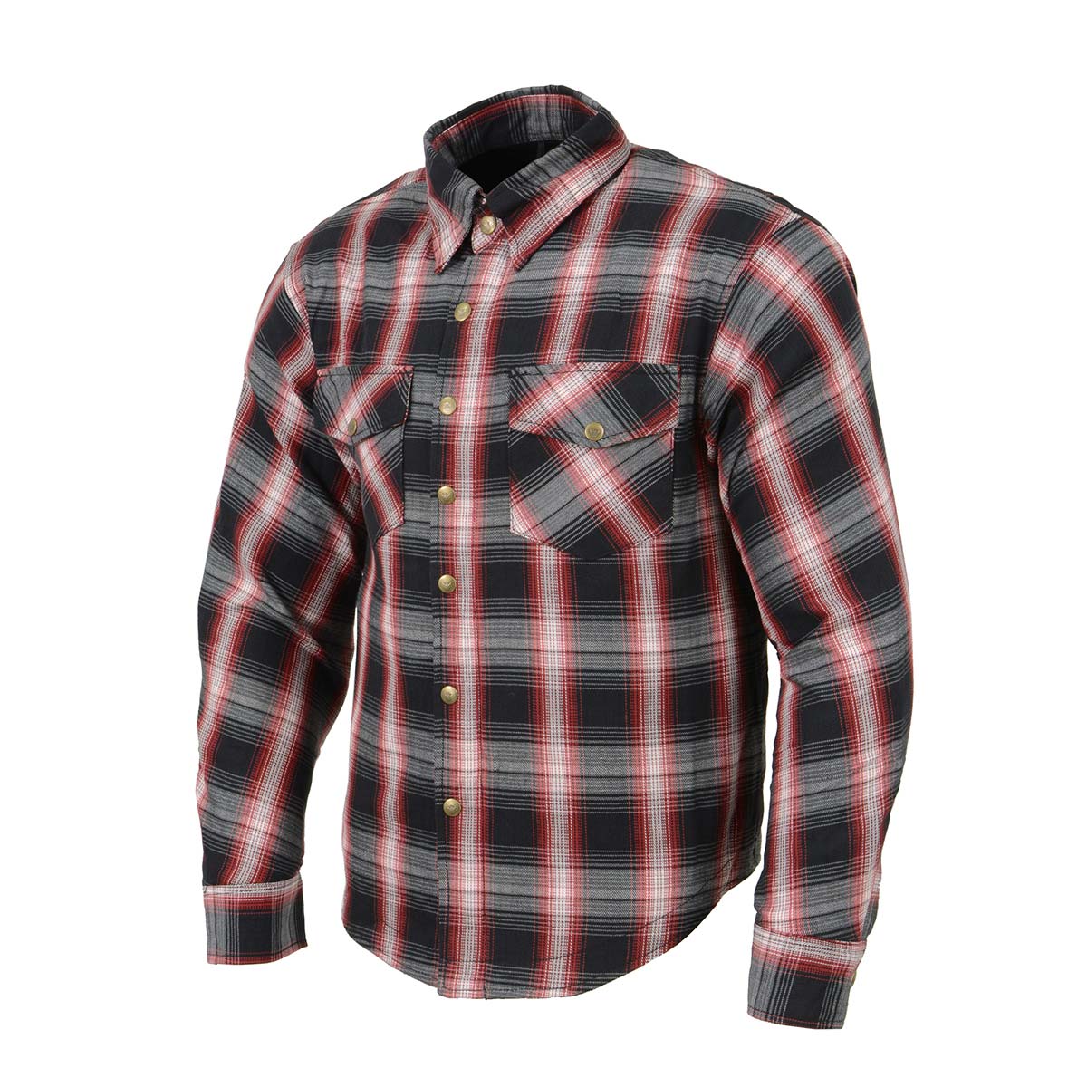 Men's Plaid Flannel Biker Shirt with CE Approved Armor - Reinforced w/ Aramid Fibers