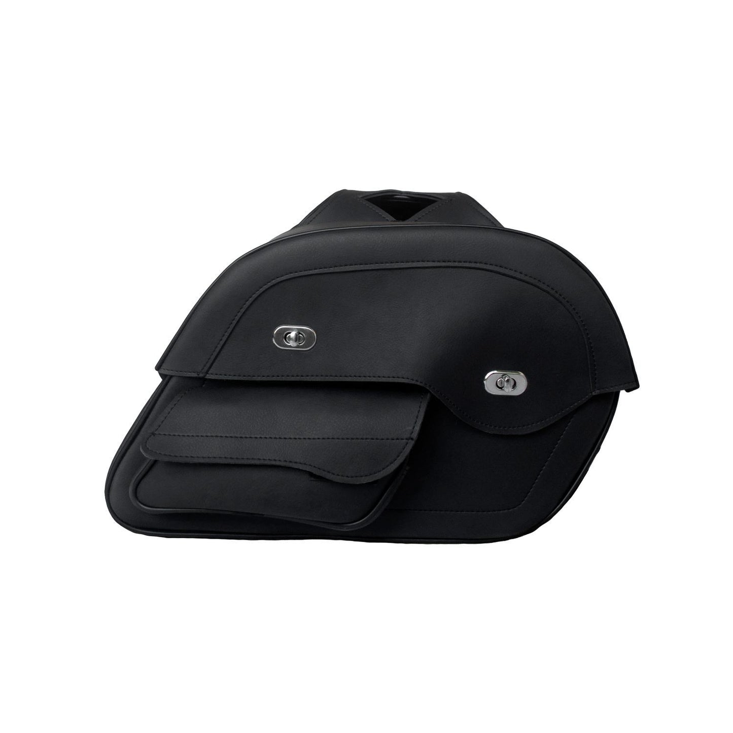 Black No-Stud Motorcycle Slant Saddlebag