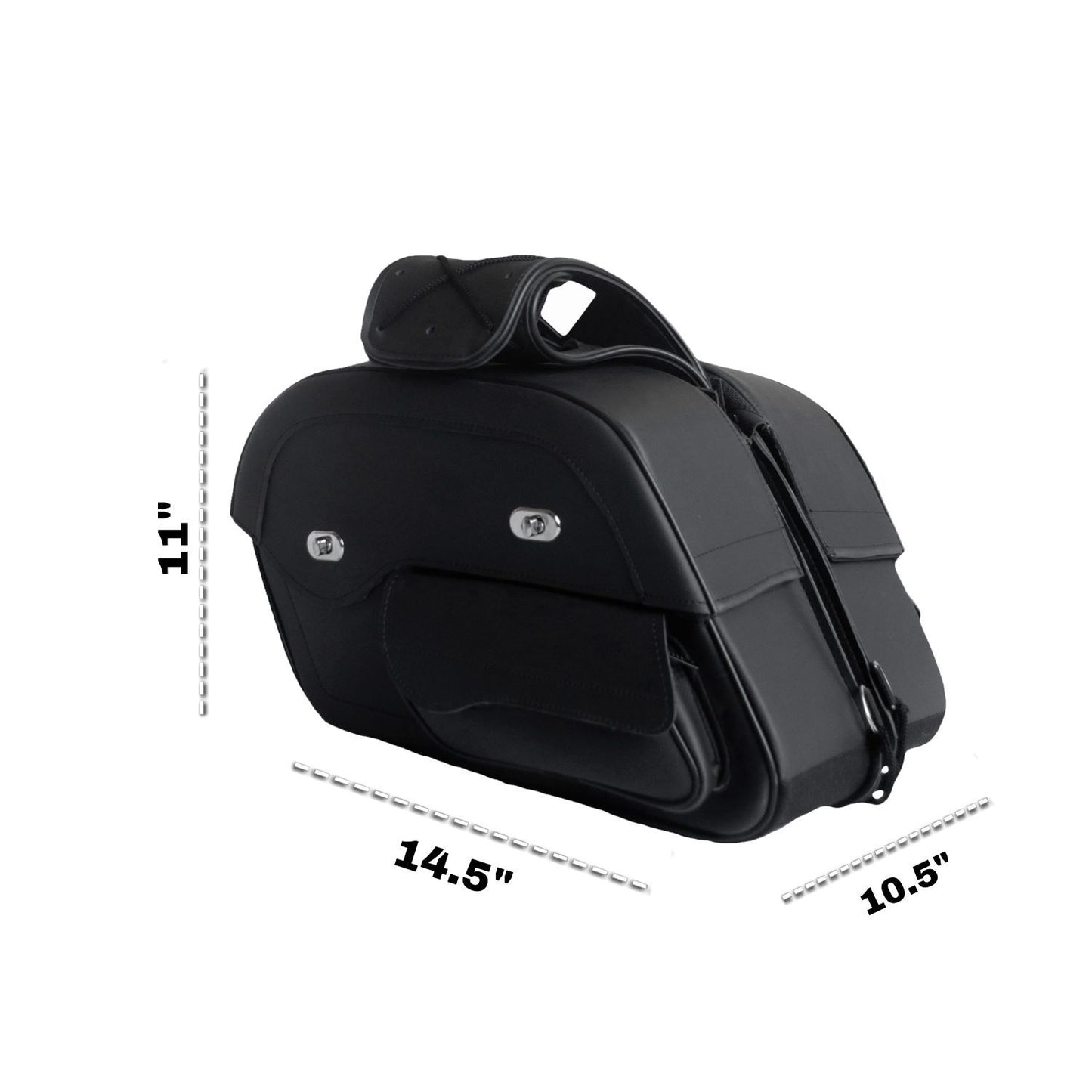 Black No-Stud Motorcycle Slant Saddlebag