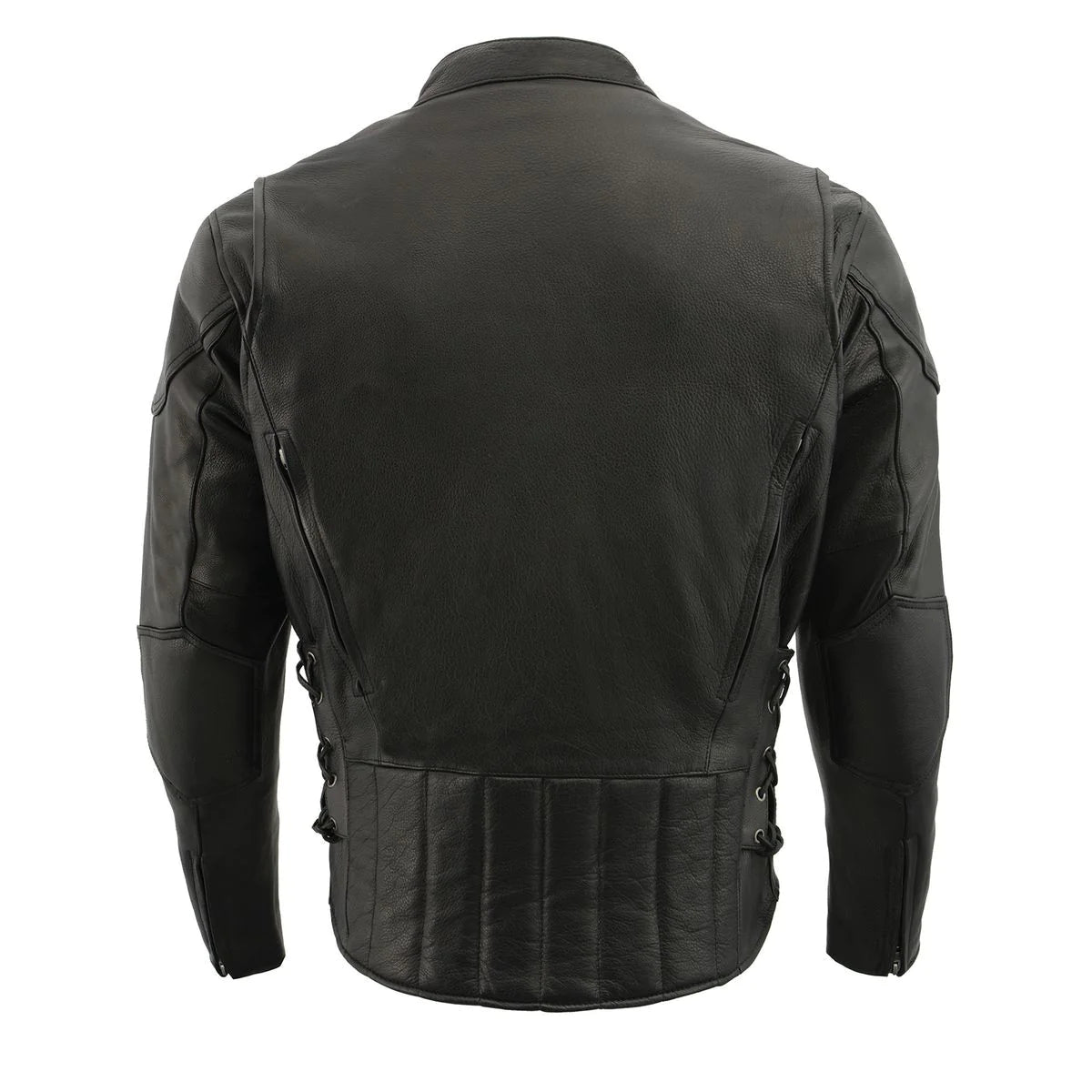 Men's 'Scooter' Black Vented Leather Jacket with Side Laces