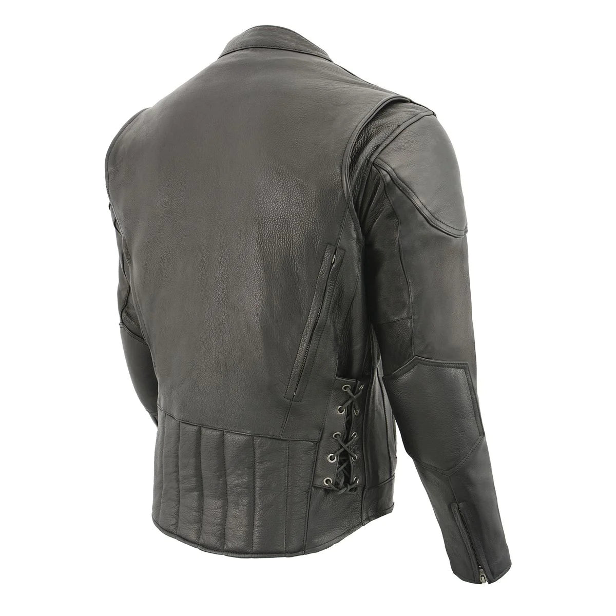 Men's 'Scooter' Black Vented Leather Jacket with Side Laces