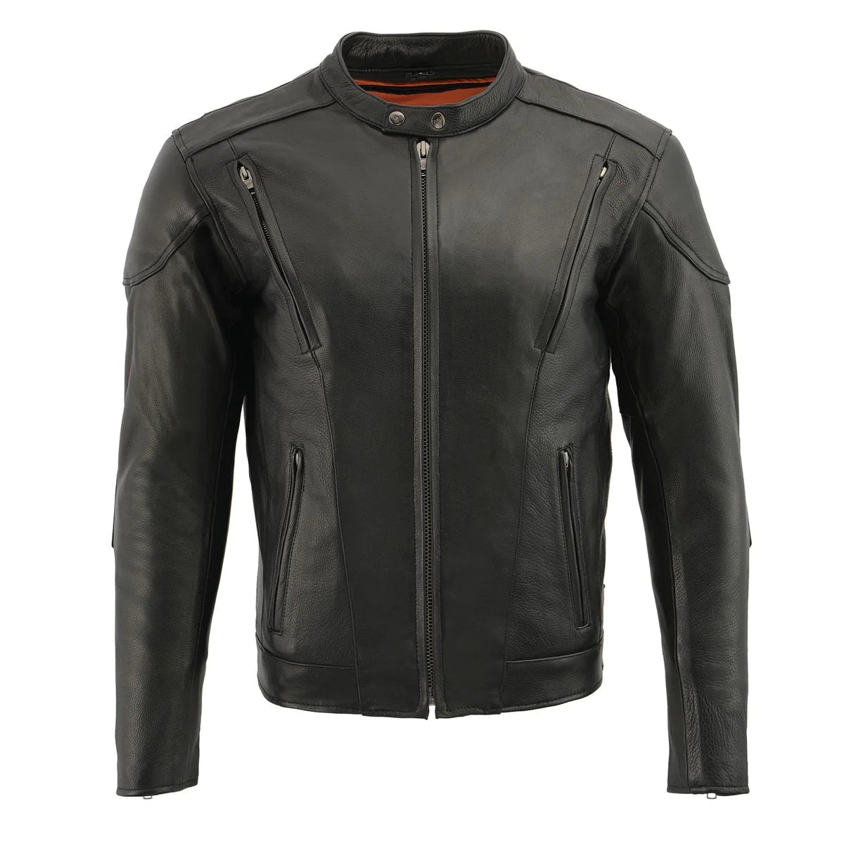 Men's 'Scooter' Black Vented Leather Jacket with Side Laces