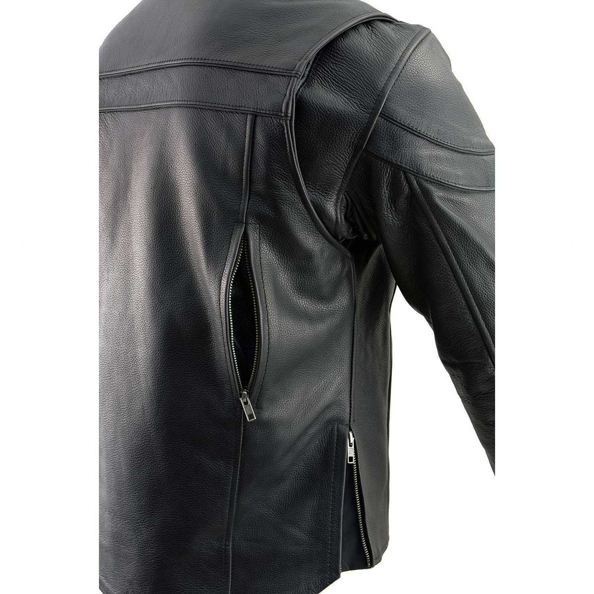 Men's Sporty Crossover Vented Black Motorcycle Leather Scooter Jacket