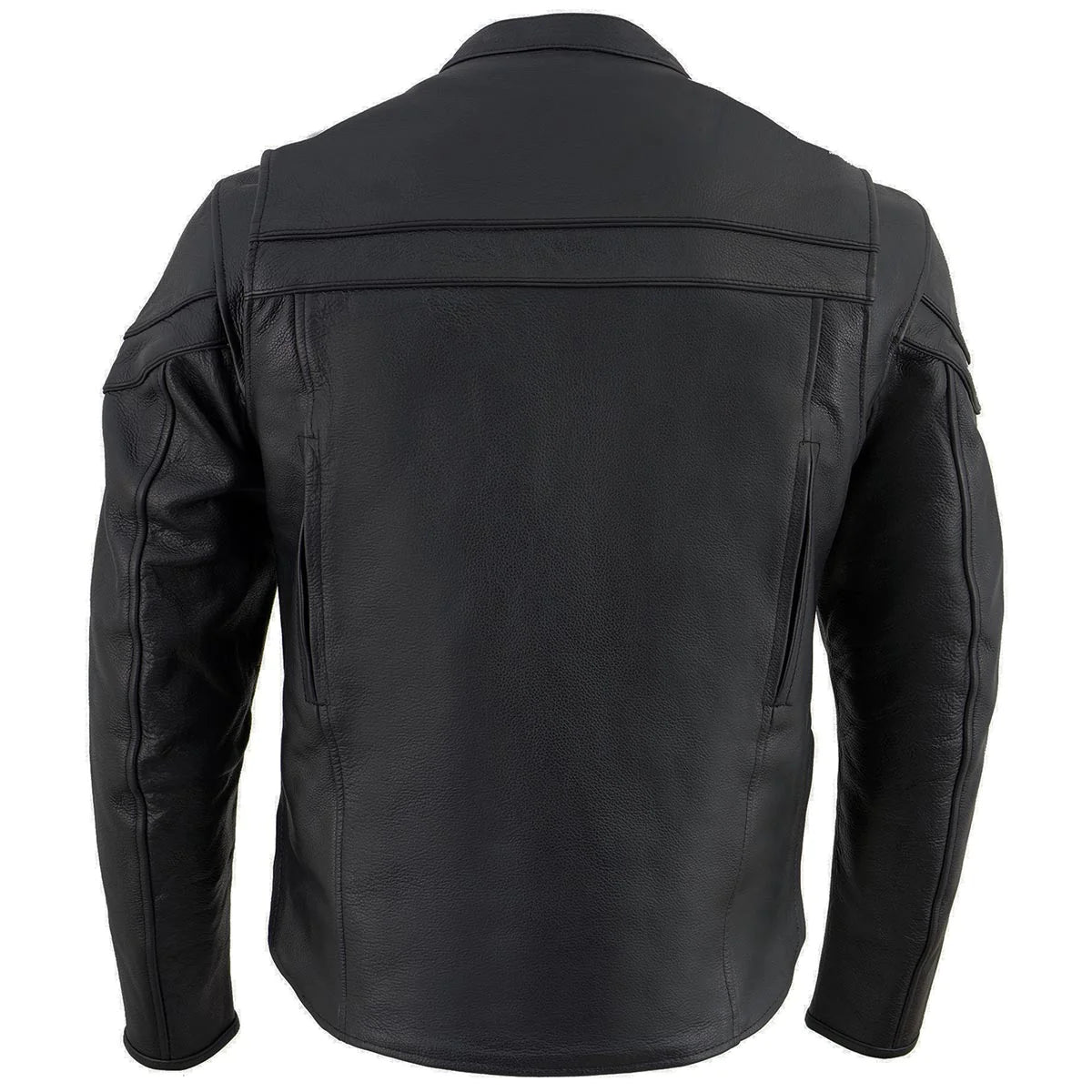 Men's Sporty Crossover Vented Black Motorcycle Leather Scooter Jacket