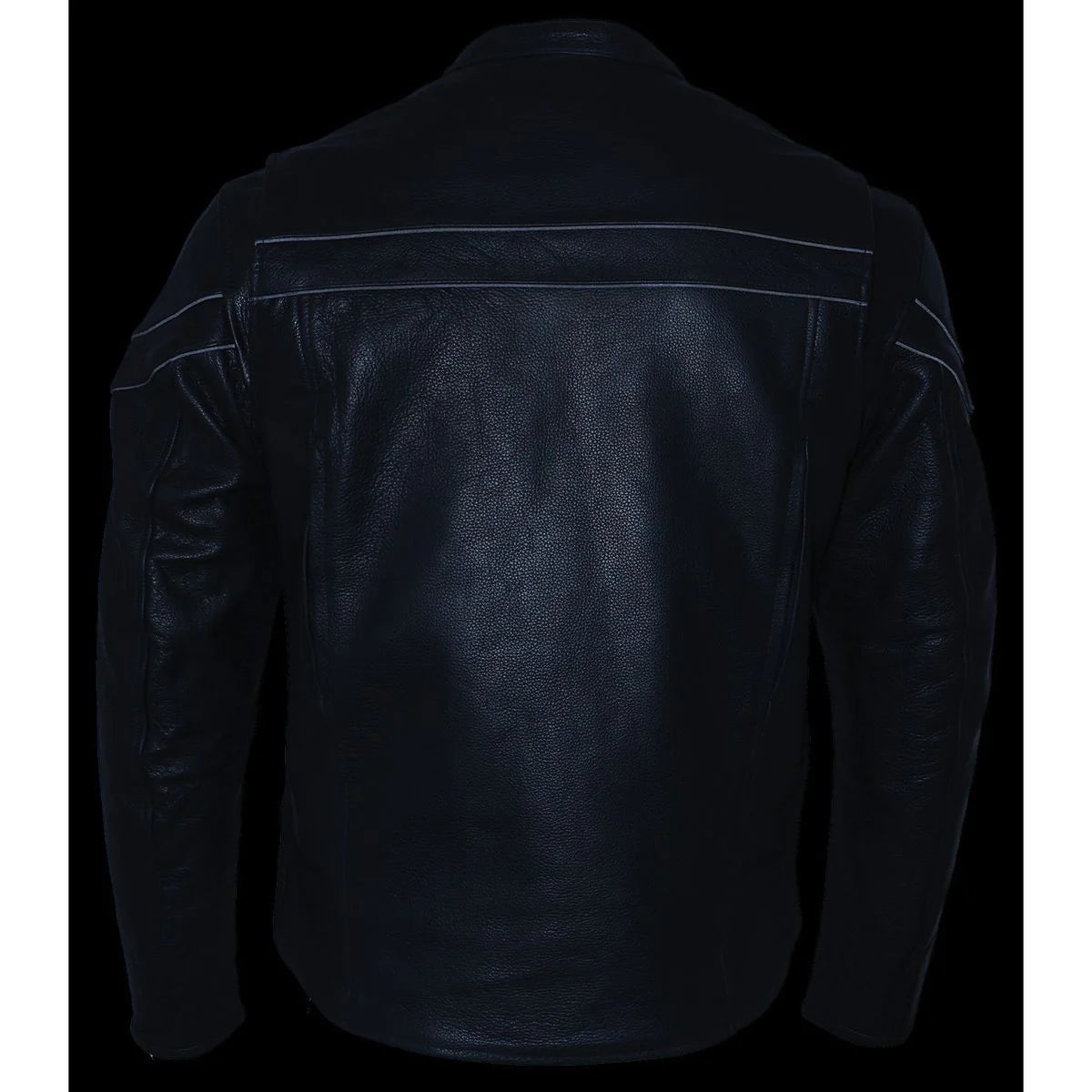 Men's Sporty Crossover Vented Black Motorcycle Leather Scooter Jacket