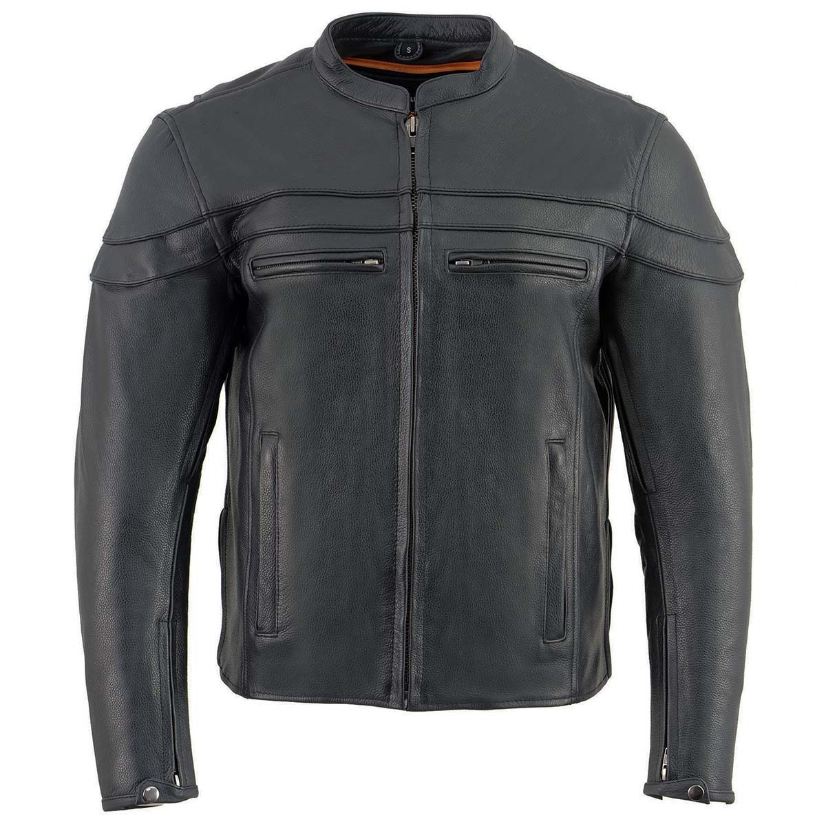 Men's Sporty Crossover Vented Black Motorcycle Leather Scooter Jacket