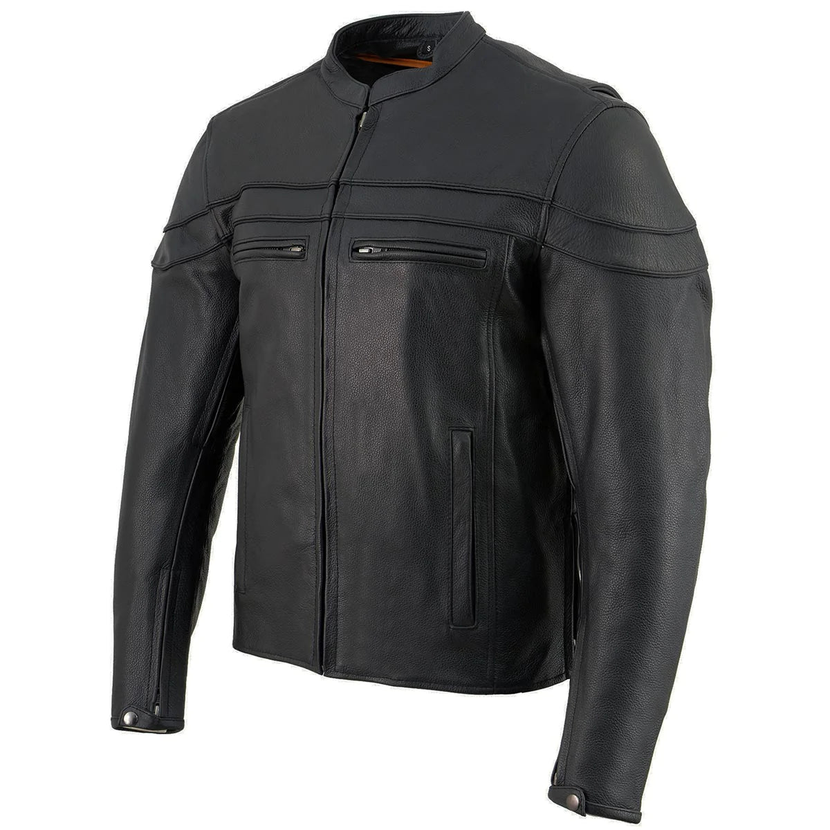 Men's Sporty Crossover Vented Black Motorcycle Leather Scooter Jacket