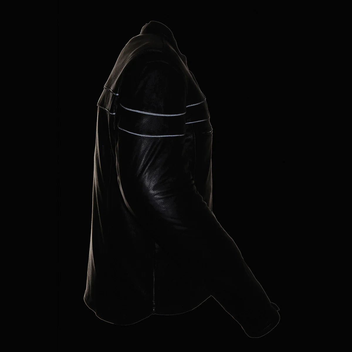 Men's Sporty Crossover Vented Black Motorcycle Leather Scooter Jacket