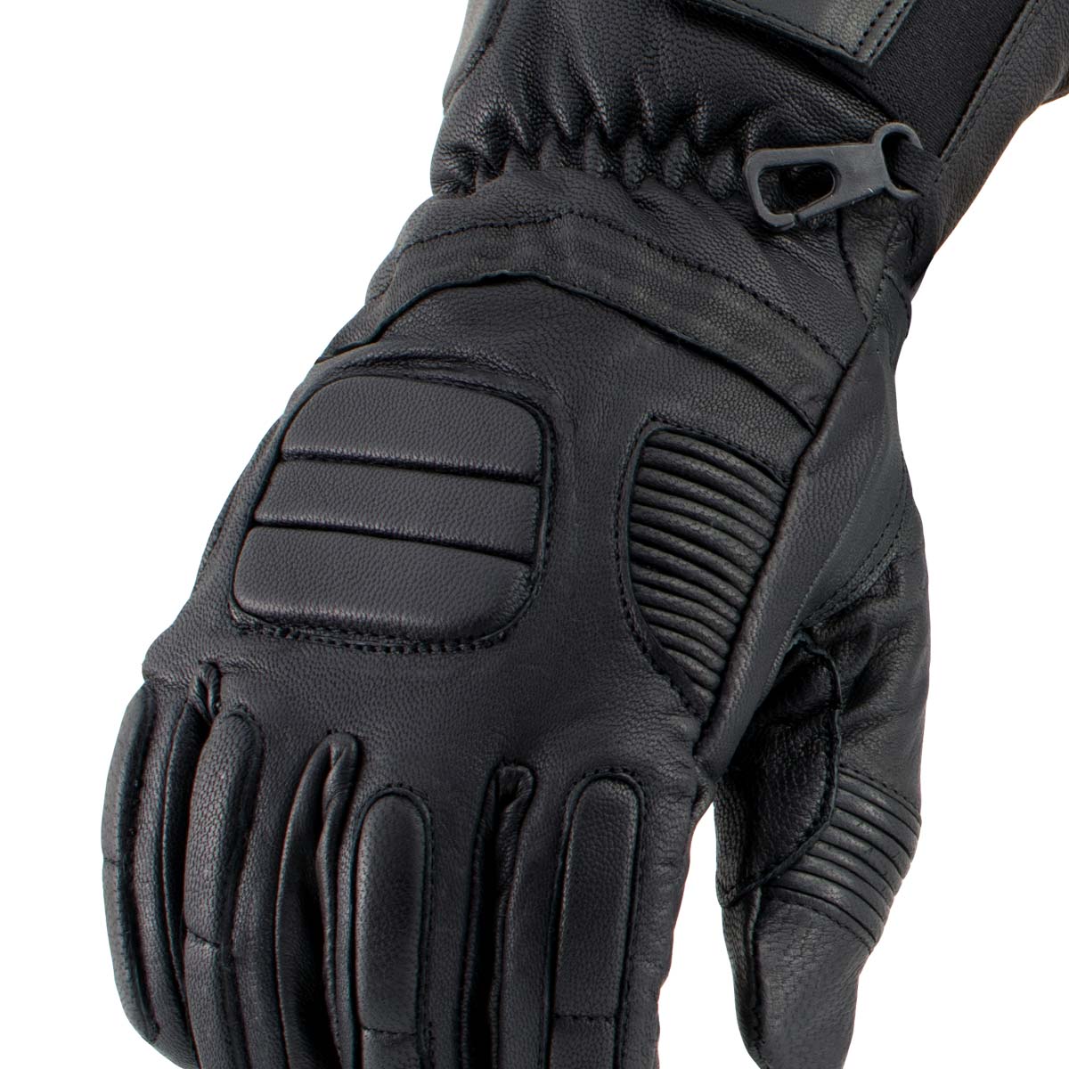 Men's Black Breathable ‘Gauntlet’ Leather Gloves