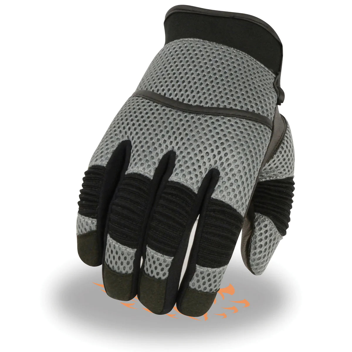 Men's Black with Grey Mesh and Leather Racing Gloves