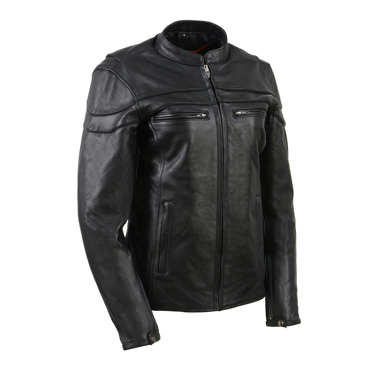 Ladies Black Sporty Scooter Crossover Leather Jacket