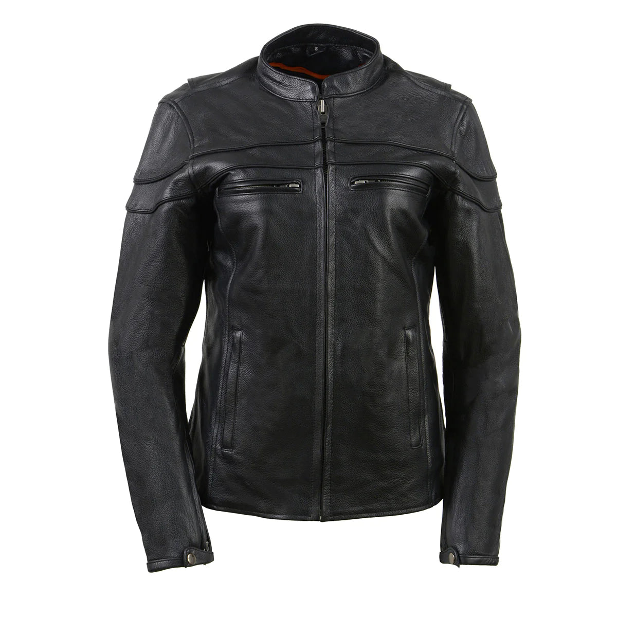 Ladies Black Sporty Scooter Crossover Leather Jacket