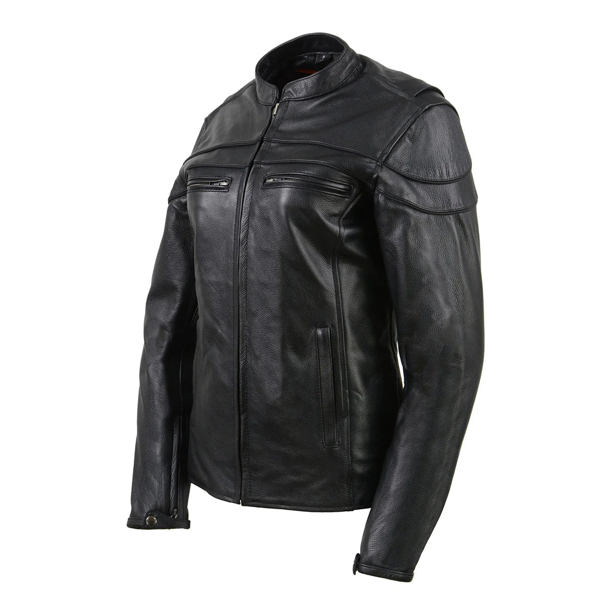 Ladies Black Sporty Scooter Crossover Leather Jacket