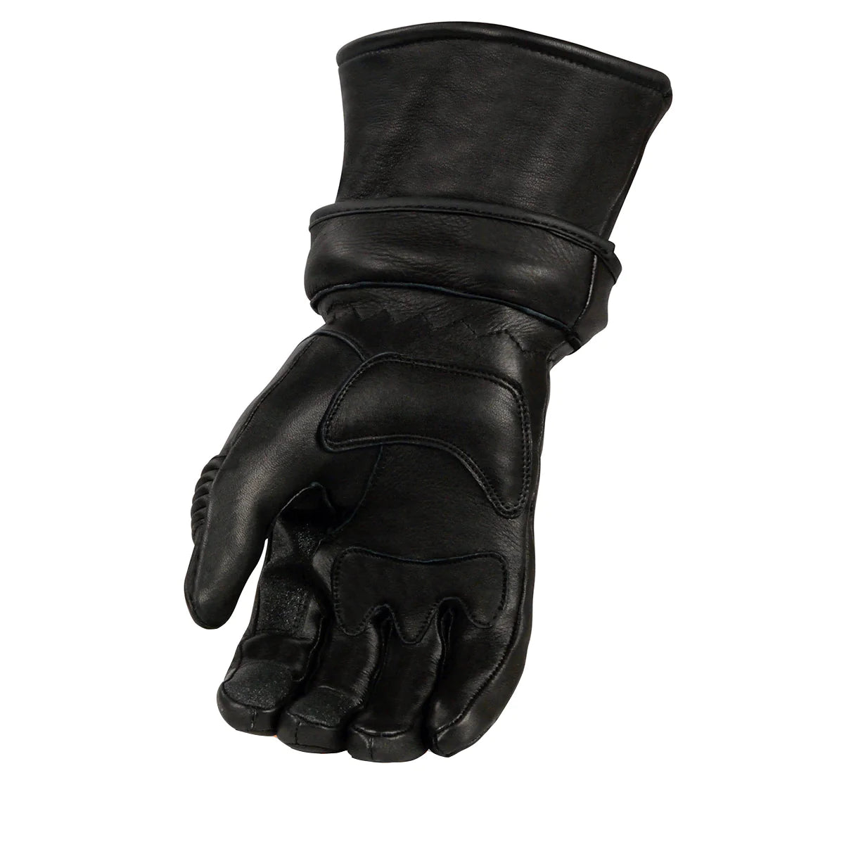 Men's Black Deerskin Leather Gauntlet Gloves with Gel Palm