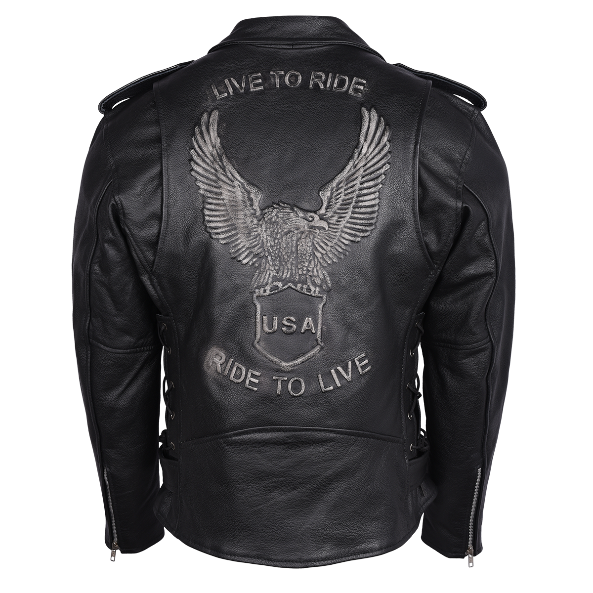 SILVER EAGLE EMBOSSED CLASSIC BIKER JACKET