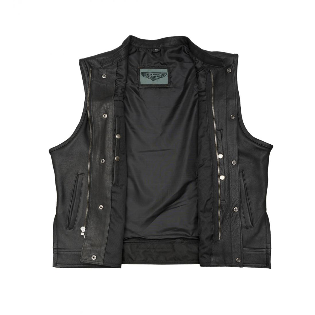 Mens Vest Black Liner w/ Zipper & Snaps