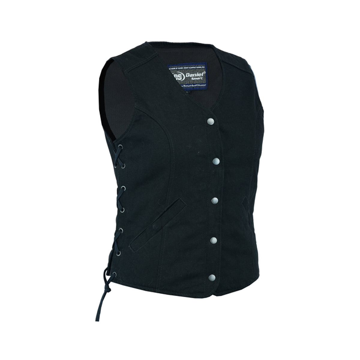 WOMEN’S DENIM LONGER BODY ¾ VEST – SIDE LACES