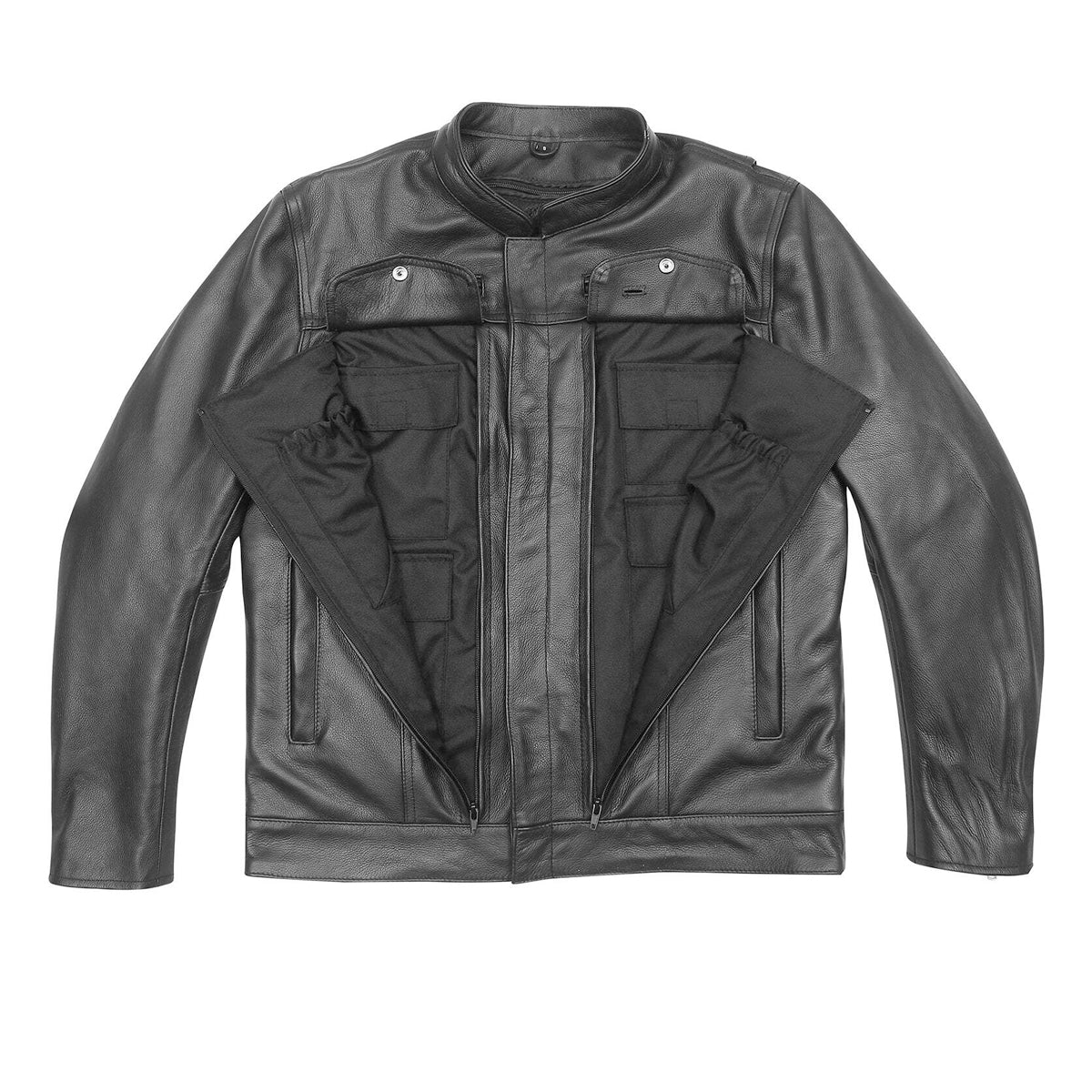 Vance Leathers' Men's Top Performer Motorcycle Leather Jacket with Double Conceal Carry Pockets