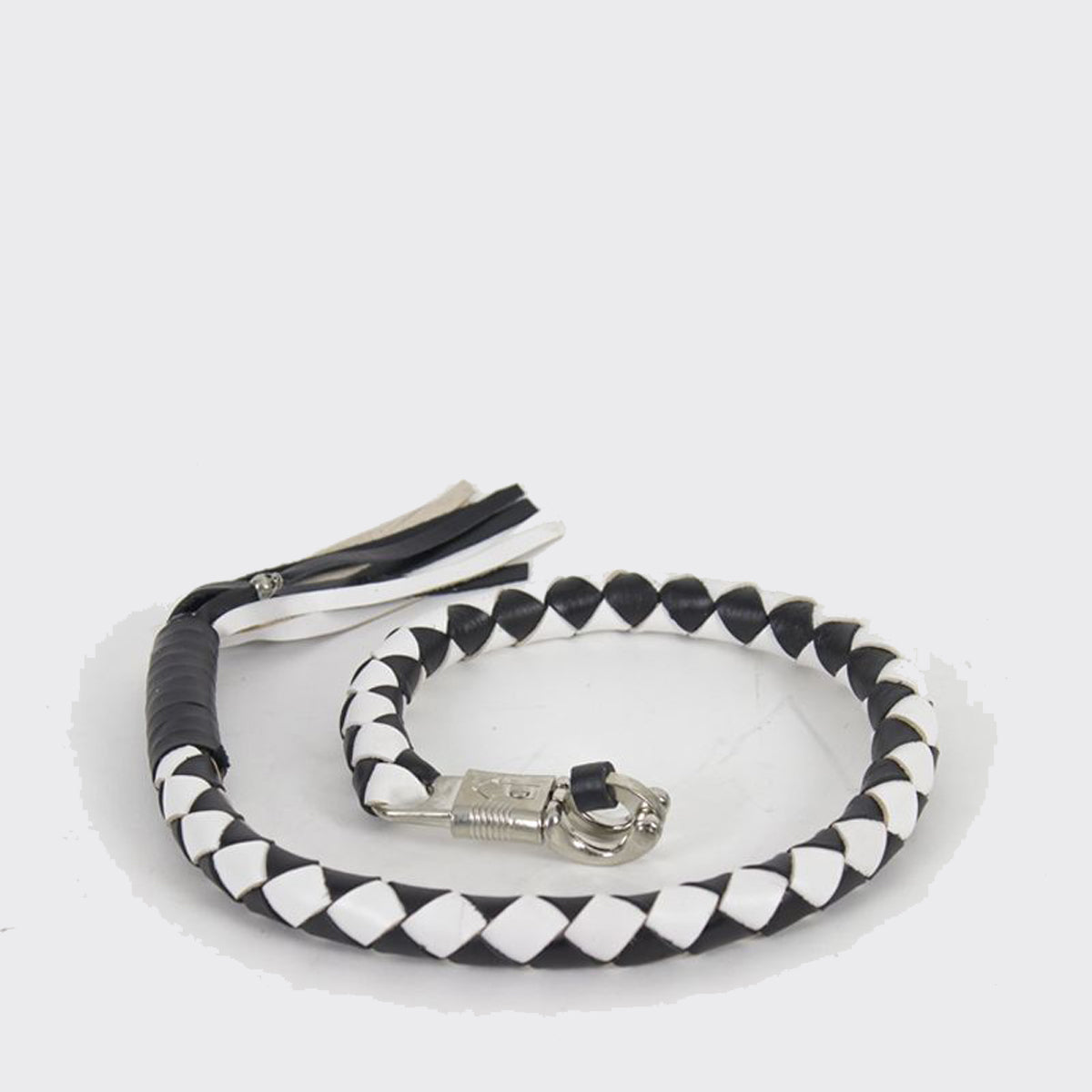 3" Fat Black & White Get Back Whip for Motorcycles
