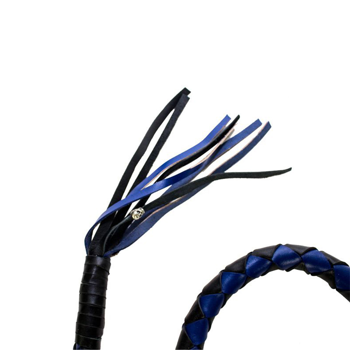 42" X 3" Hand-braided Get Back Whip - Black/Blue